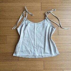 Beige satin shoulder tie camisole